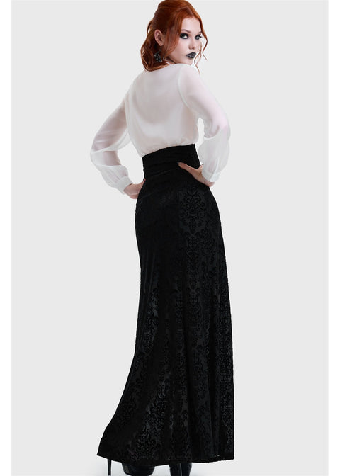 Killstar Daemon's Curse Maxi Rok Zwart – achteraanzicht op model