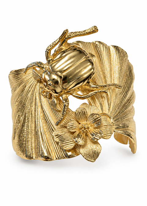 Lotta Djossou Paris Maybug on Leaf Armband Goud – vooraanzicht