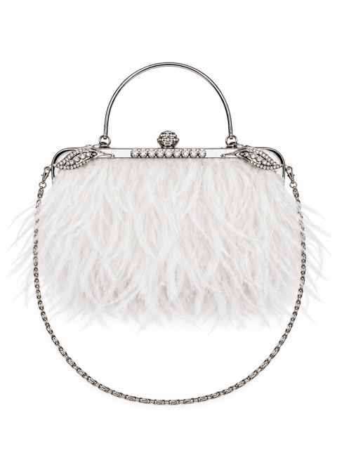 Love Vintage Feather Art Deco Handtas Wit – vrijstaande productafbeelding