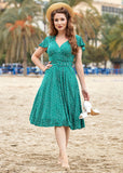 Miss Candyfloss Hestia Tiffany Dot 40's Swingkleid Turquoise
