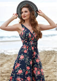 Miss Candyfloss Giordana Floral Lee 40's Jumpsuit Navy