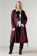 RainSisters Peony Velvet swing regenjas burgundy – roze satijnen voering