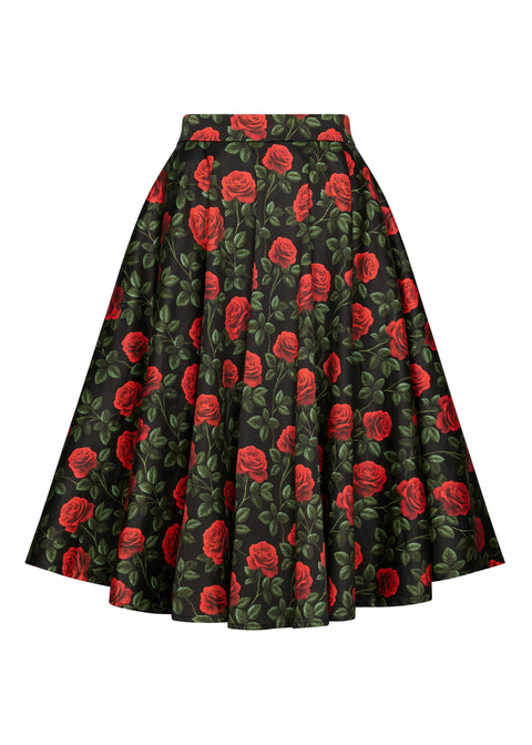 Succubus Clothing Nyra Roses & Thorns 50er-Jahre-Swingrock Schwarz
