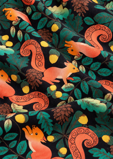 Run & Fly Acorn Adventure Squirrel Tuinbroek Zwart - close-up print (ghost)