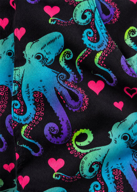 Run & Fly Octopus Love Tuinbroek Zwart - close-up print (ghost)