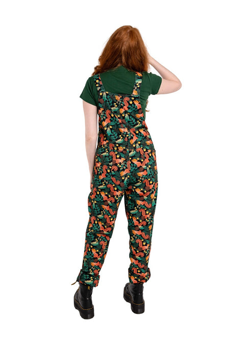 Run & Fly Squirrel tuinbroek zwart met eekhoorns, eikels en bladeren