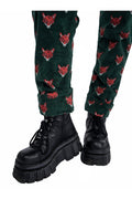 Run & Fly Foxy corduroy tuinbroek groen met vossenkoppen