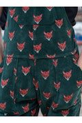 Run & Fly Foxy corduroy tuinbroek groen met vossenkoppen