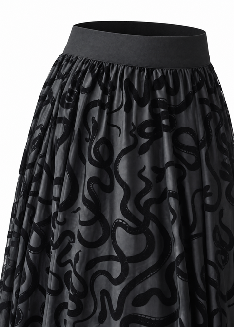 Witchwood Serpentine Snake Rok Zwart – ghost detailbeeld