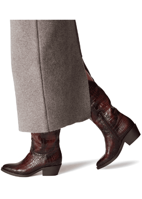 Tamaris Rosie Croc Leren Cowboy Stiefel Braun www.succubus