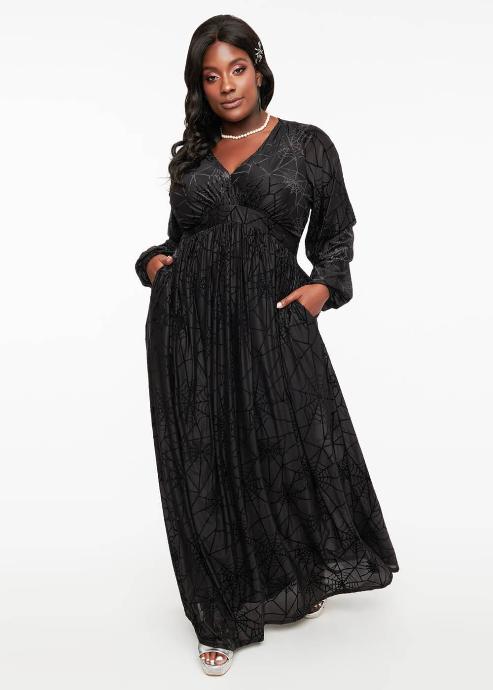 Unique Vintage Spiderweb 70 s Maxi Dress Black www.succubus