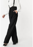 Unique Vintage Thelma Pinstripe 40's Hose mit Hosenträgern Schwarz Weiß