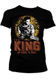 Band Shirts Elvis Presley King Of Rock 'n Roll Girly T-Shirt Schwarz