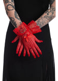 Banned Amal Fishnet Handschuhe Rot