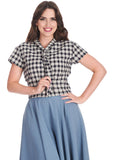 Banned Cherry Check 50's Blouse Navy