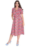 Banned Tea Party 40's Flare Kleid Rot