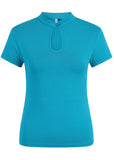 Banned Mandarin Collar 40's Top in Turquoise