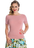 Banned Sizzle Stripe 50's Top Rosa