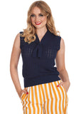 Banned Anchor Ahoy Sailor 40's Knitted Top Navy