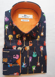Claudio Lugli Herren Guitar Hemd Navy