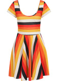 Collectif Lila Candy Corn Stripe 60's Skater Kleid Orange