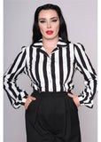 Collectif Jerry Striped 40's Bluse Schwarz Weiss