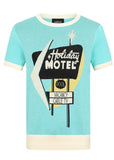 Collectif Herren Scott Motel 50's Knitted Top Blau