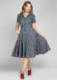 Collectif Caterina Lake Check 50's Swingkleid Teal