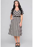 Collectif Valeria Striped 40's Swingkleid Schwarz Weiss