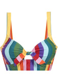 Collectif Rainbow Stripes 60's Bikini Oberteil Multi