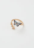Fable England Blue Butterfly Enamel Ring Gold
