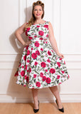 Hearts & Roses Hazel Floral 50's Swingkleid Elfenbein