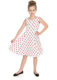 Hearts & Roses Kids Cindy Polkadot 50's Swing Dress Weiß