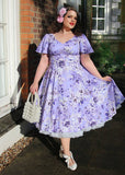 Hearts & Roses Bonnie Floral 50's Swing Kleid Blau