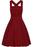 Hell Bunny Irvine Tartan 60's Pinafore Kleid Rot