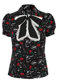 Hell Bunny Lilith Vampire 60's Bluse Schwarz