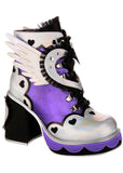 Irregular Choice Heart Way There Wings 70's Stiefel Silber Lila