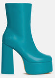 Koi Footwear Lexus 70's Platform Stiefel Stahl Blau
