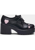 Koi Footwear Tennin Heart Plateau Schuhe Schwarz