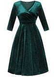Lady V Lyra Velvet 50's Swingkleid Emerald Grün