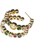 Love Vintage Cordelia Swarovski Crystals Jewel Hoop 70's Ohrringe Gold