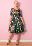 Pretty Dress Company Hepburn Seville 50's Swingkleid Dunkelgrün