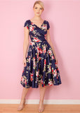 Pretty Dress Company Hourglass Chartwell Floral 50's Swingkleid Navy