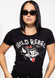 Queen Kerosin Wild Rebel Girly T-Shirt Schwarz