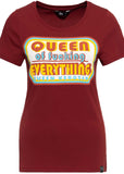 Queen Kerosin Queen of Everything 70's Girly T-Shirt Bordeaux