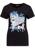 Queen Kerosin Chi Chi Beach Poodle Girly T-Shirt Schwarz