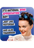 Retro Fun Untersetzer It's National Wine Appreciation Day