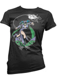 Retro Movies Catwoman In Action Girly T-Shirt Schwarz