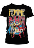 Retro Movies Wonder Woman Femme Power Girly T-Shirt Schwarz