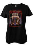 Retro Movies Rhodes Worship Coffee Girly T-Shirt Schwarz
